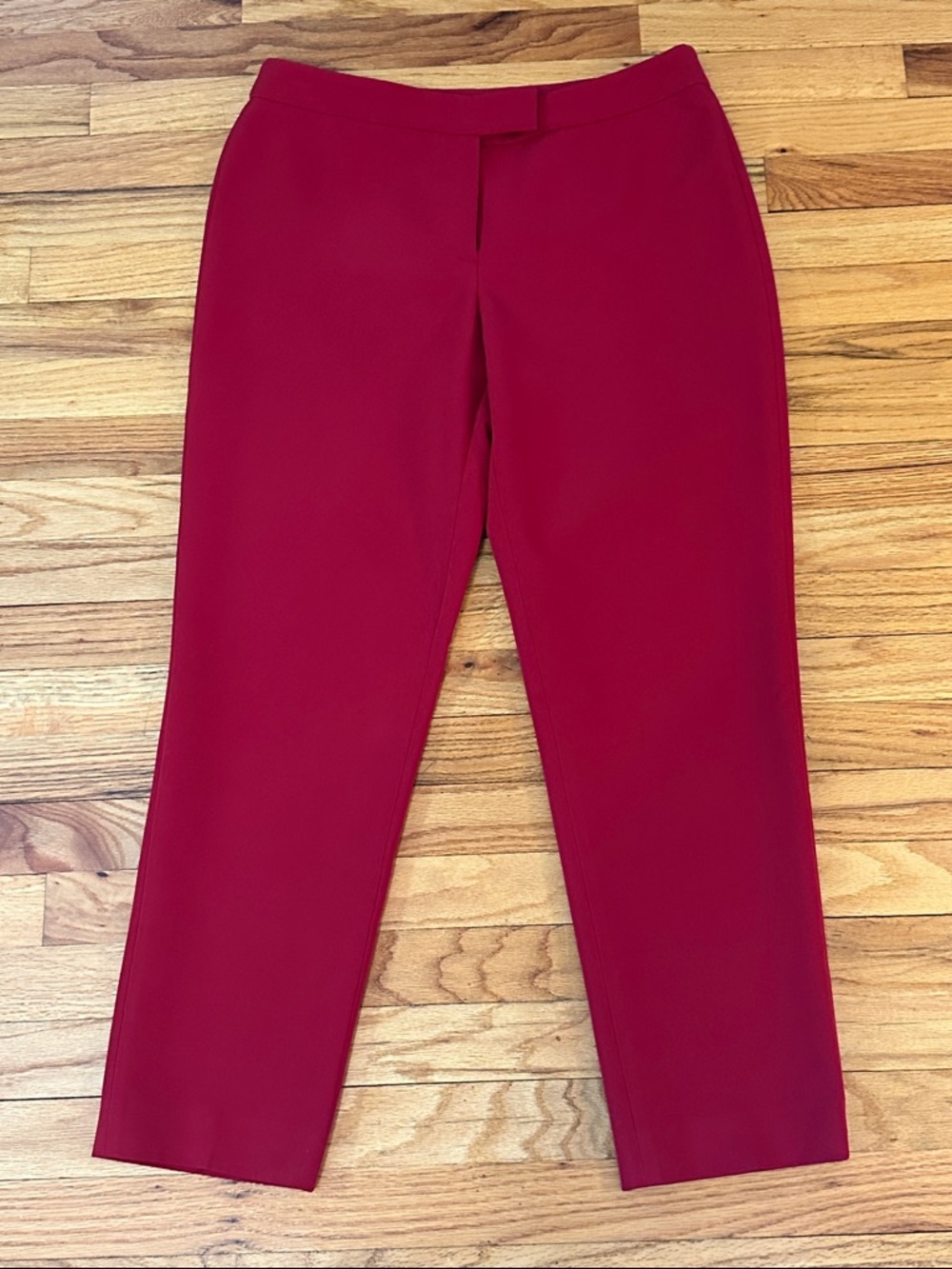 Anne Klein Red Straight-Leg Ankle Pants Sz 10